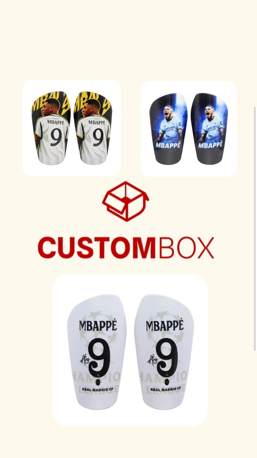 3pcs Mbappe Custom Shin pads