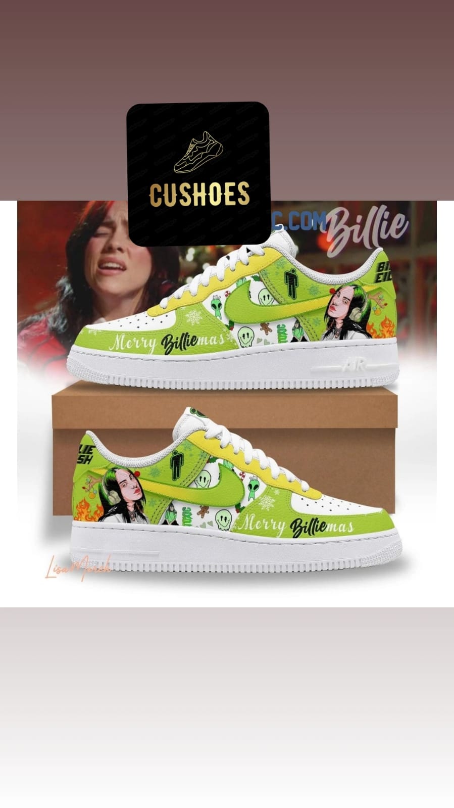 Billie Eilish Custom Christmas Edition Sneakers