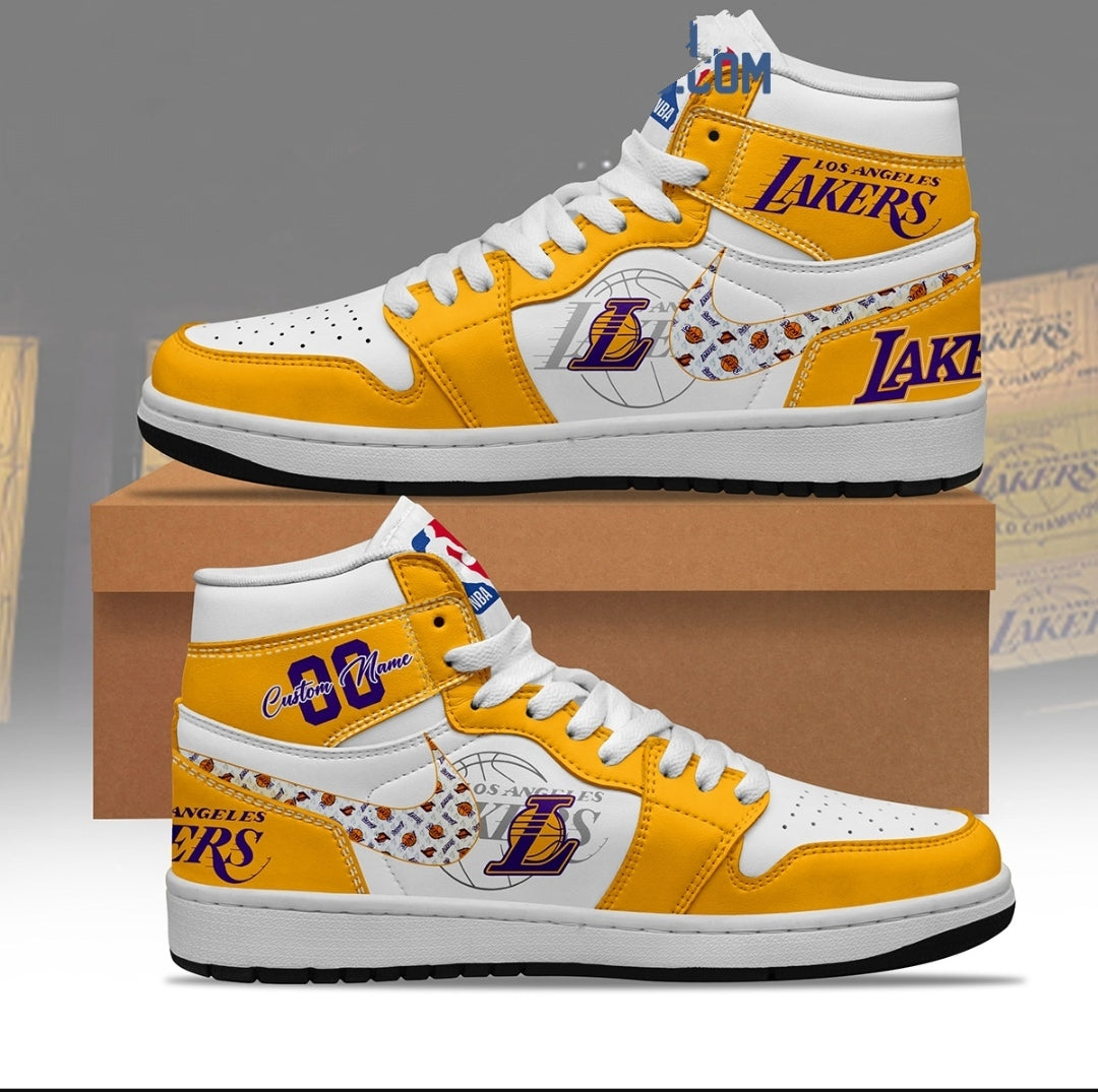 Los Angeles Lakers NBA Personalized Air Jordan 1 Shoes