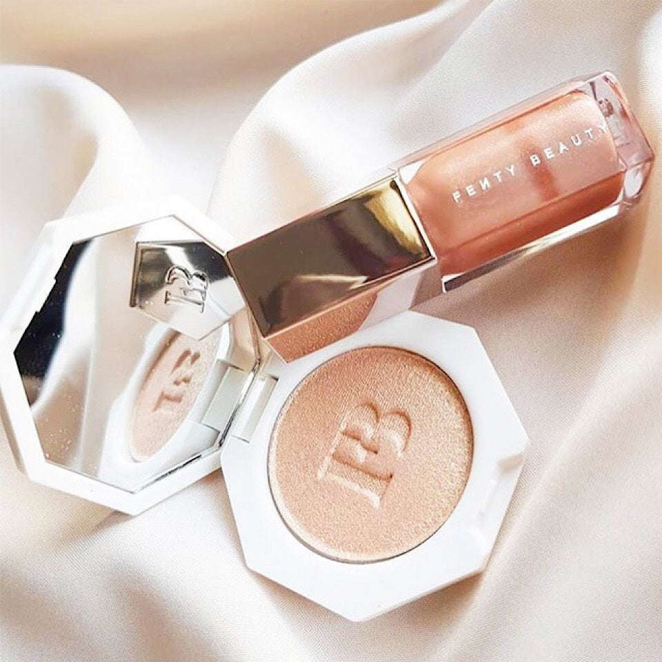 2 In 1 Makeup Set Hot brown Series Highlighter Powder Shimmer Blush Liquid Lip Gloss Lip Plumper Makeup Box Set